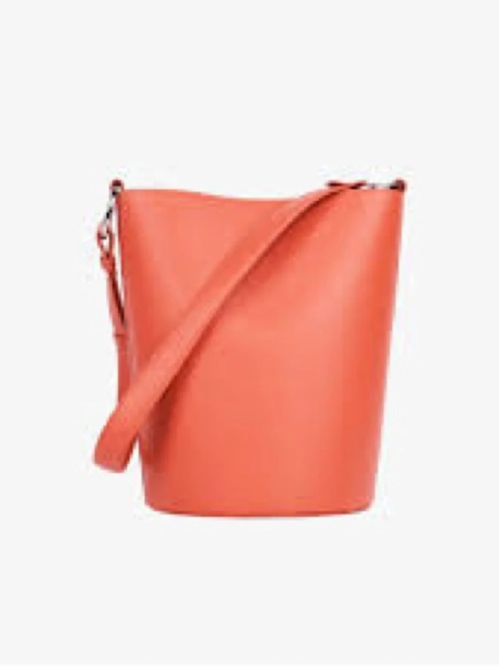 HYER Goods Orange Leather Bucket Bag - Minimal Shoulder Tote medium